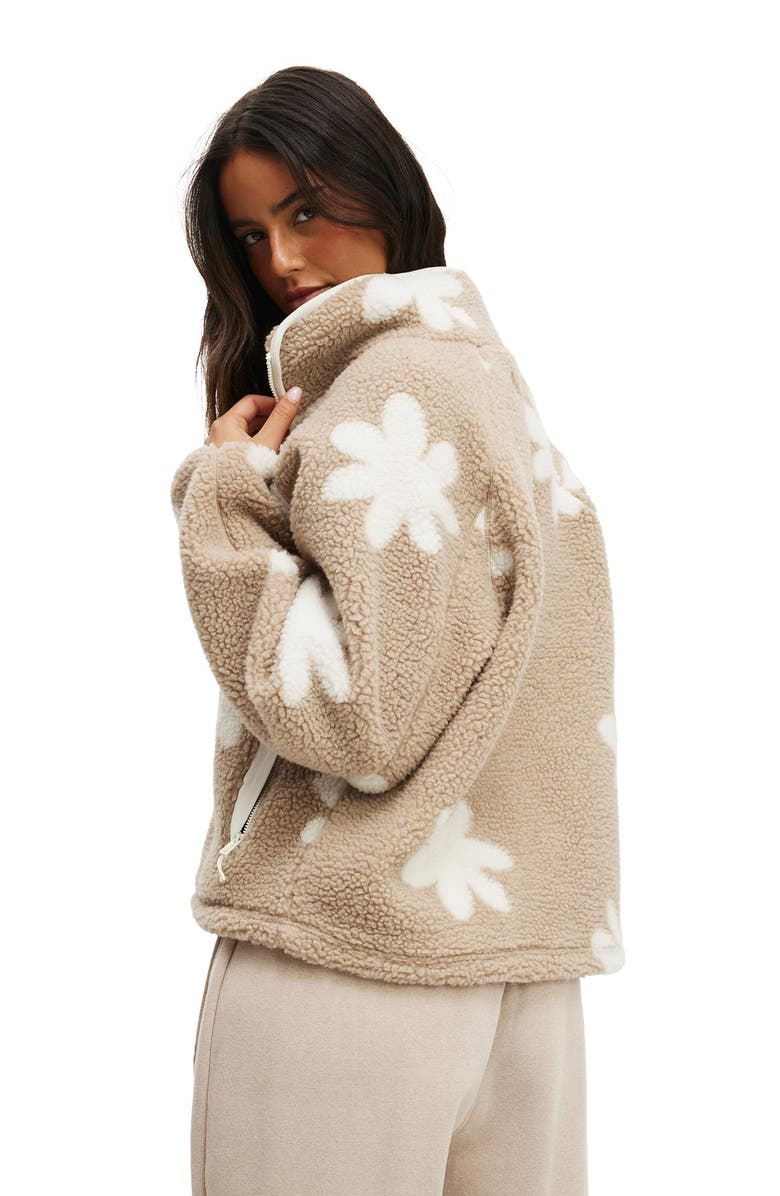 COTTON ON BODY Women's Active Trail Soft Fleece Zip Through, Alternate, color, Allspice Coconut Milk Flower
