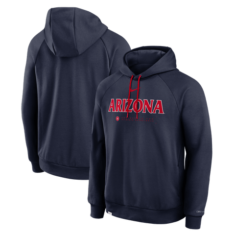 Men's Nike Navy Arizona Wildcats 2025 Courtside Basketball Practice Raglan Dri-FIT Hoodie