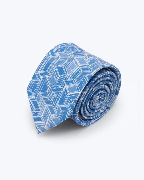 Geometric Cube Printed Silk Tie