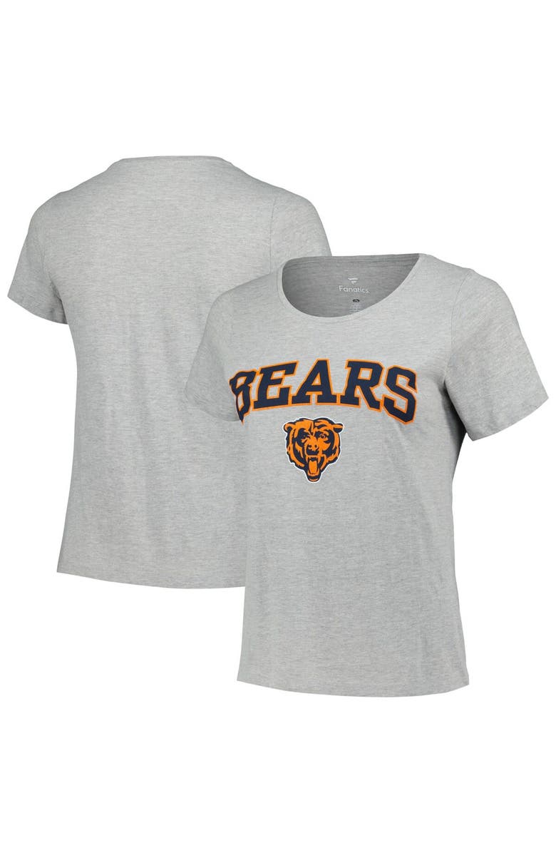 FANATICS Women's Fanatics Branded Heather Gray Chicago Bears Plus Size Arch Over Logo T-Shirt, Main, color, Heather Gray