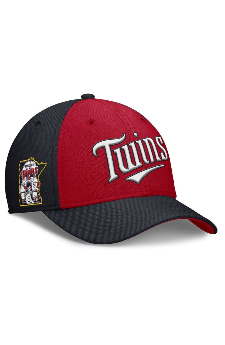 Nike Men's Nike Navy/Red Minnesota Twins Rise Swoosh Performance Flex Hat, Alternate, color,
