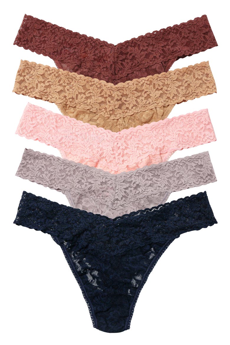 Holiday Cracker Assorted 5-Pack Original Rise Thongs, Main, color, ALLSPICE/TAN/ROSE/STEEL/NAVY