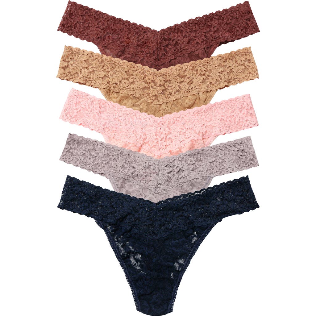 Hanky Panky Holiday Cracker Assorted 5-pack Original Rise Thongs In Animal Print