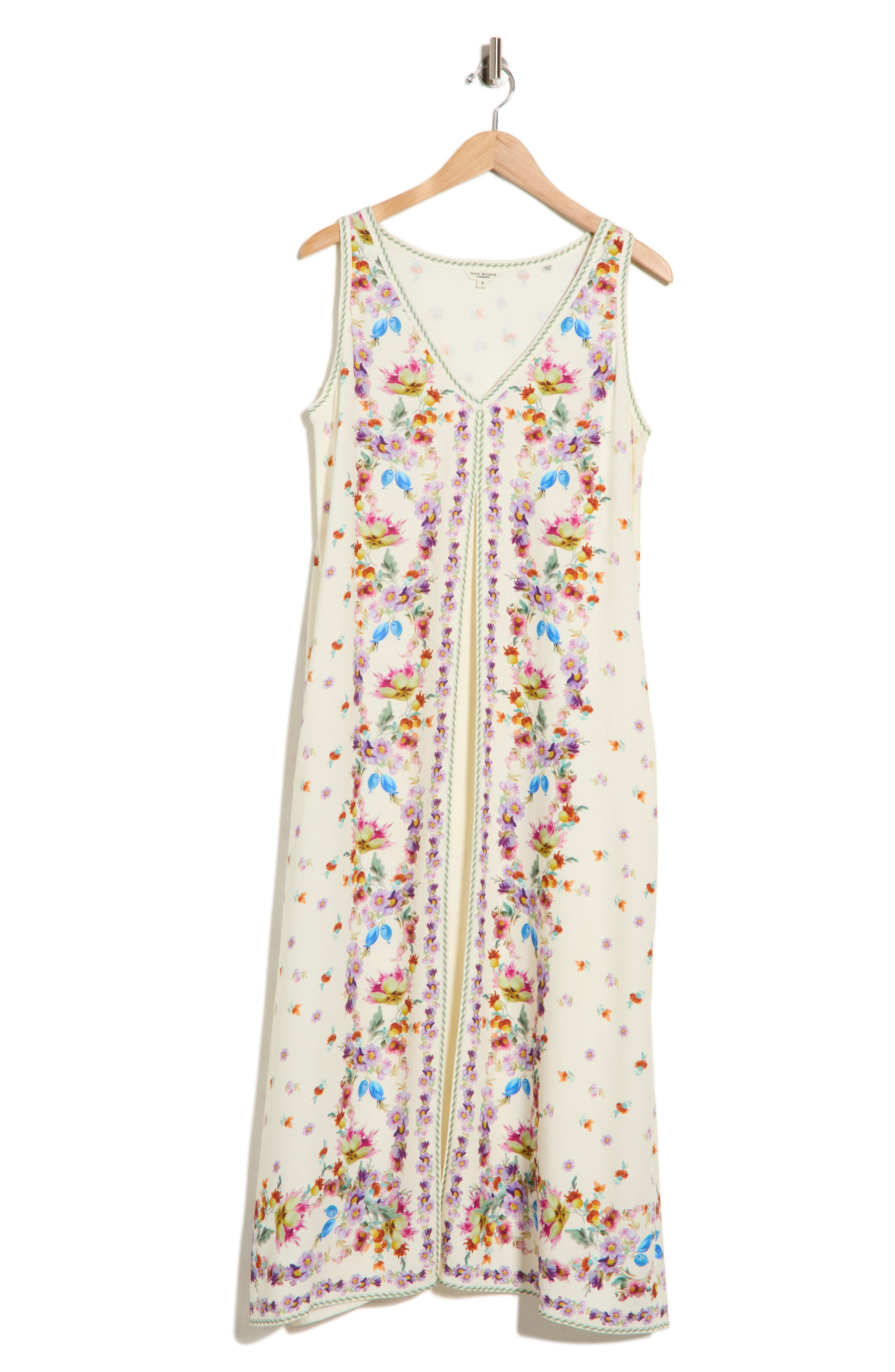 Border Print Sleeveless Maxi Dress