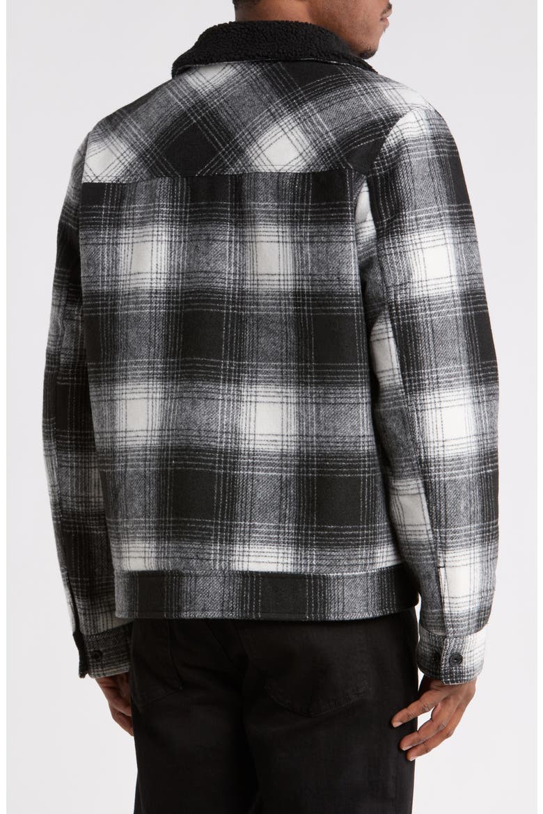 Fleece Trim Shirt Jacket, Main, color, BLACK/ WHITE