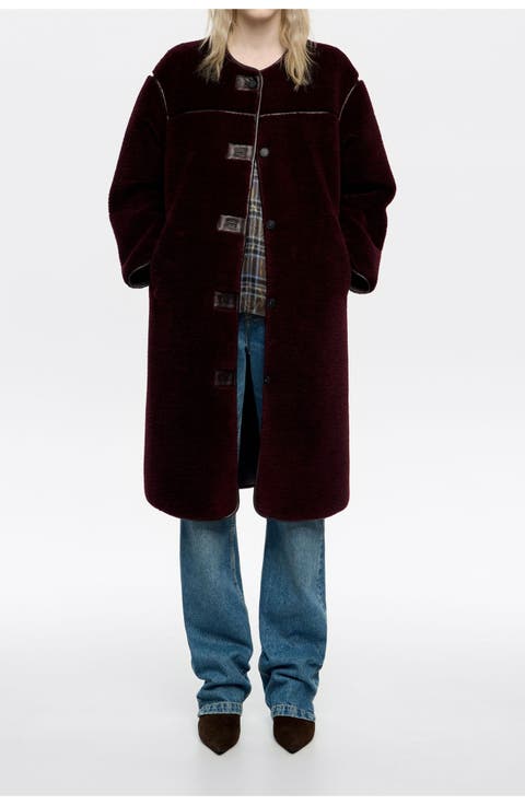 Fur Straight Cut Midi Coat