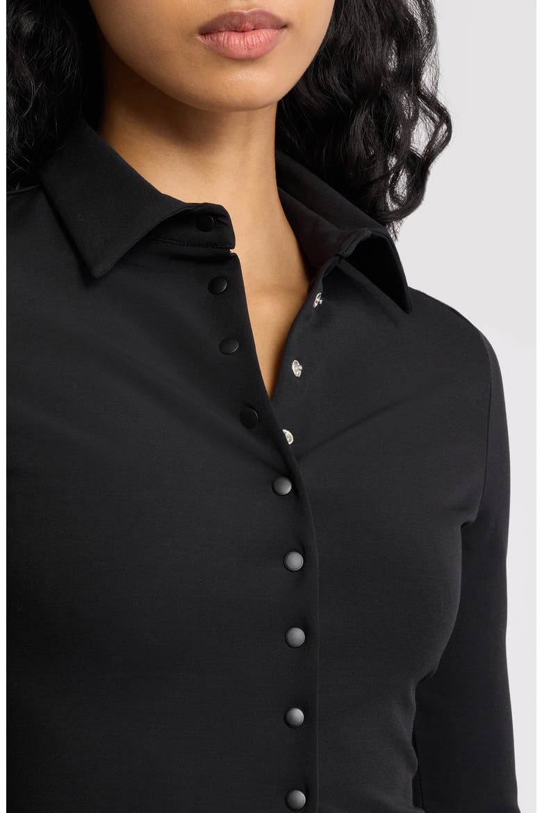 Encanto Stretch Long Sleeve Overshirt, Alternate, color, NOIR