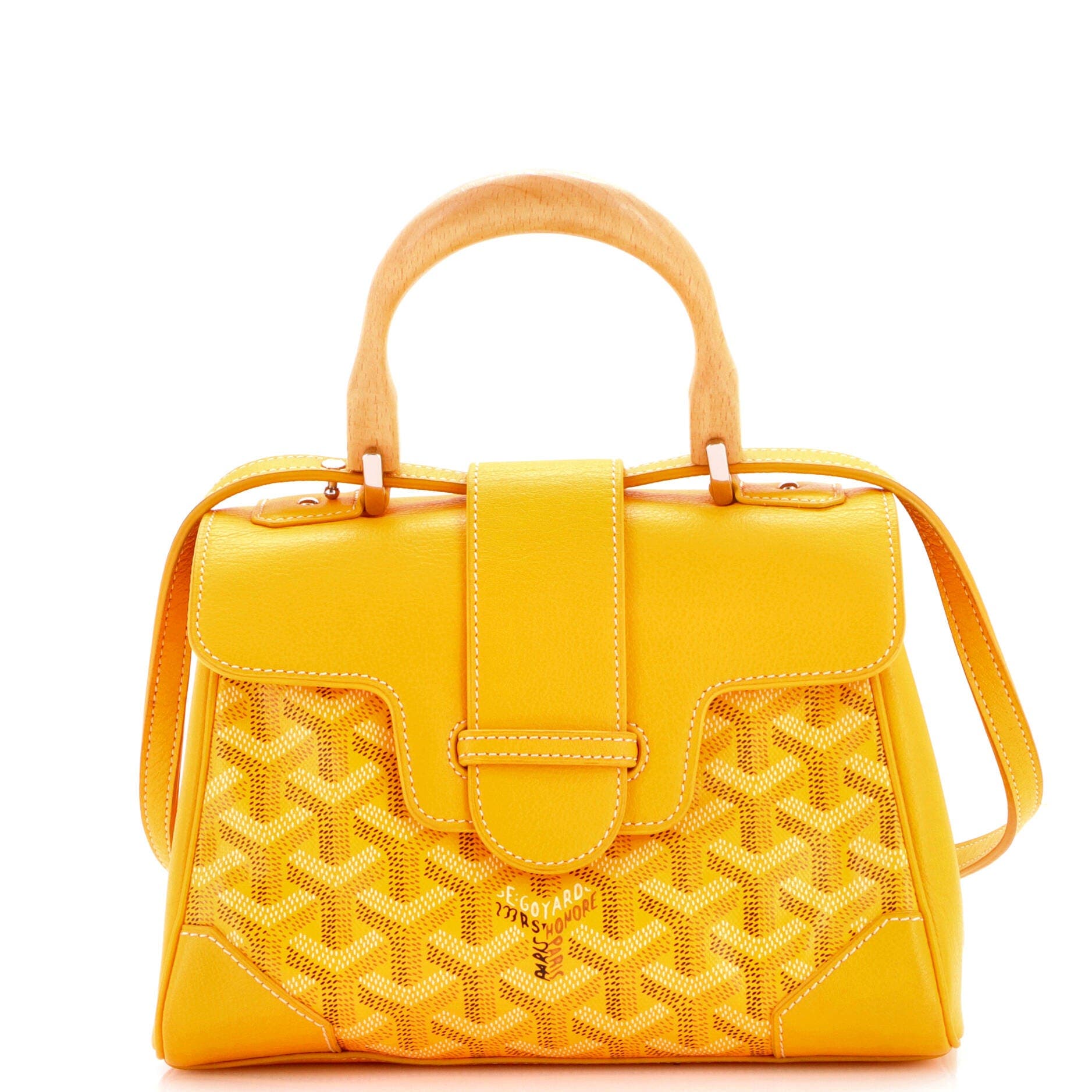 Saigon Top Handle Bag Coated Canvas with Leather Mini, Main, color, Yellow