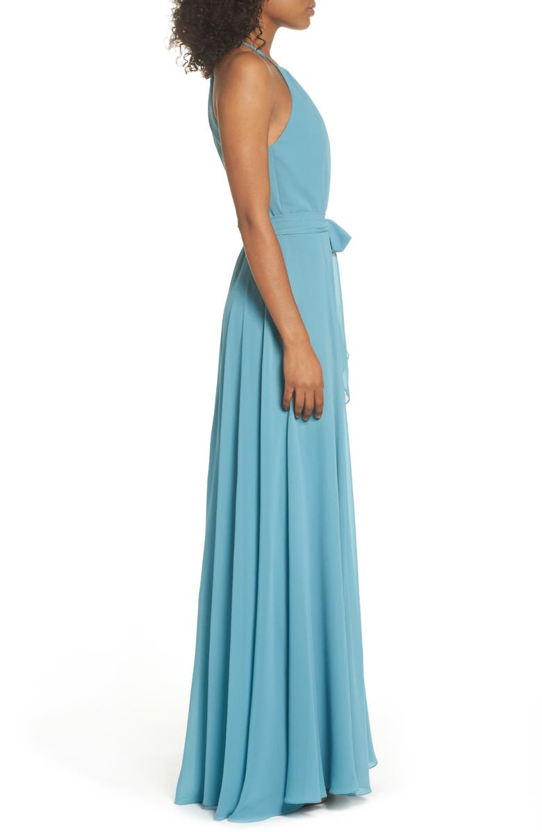 Amsale Kyra Chiffon Halter Gown, Alternate, color,