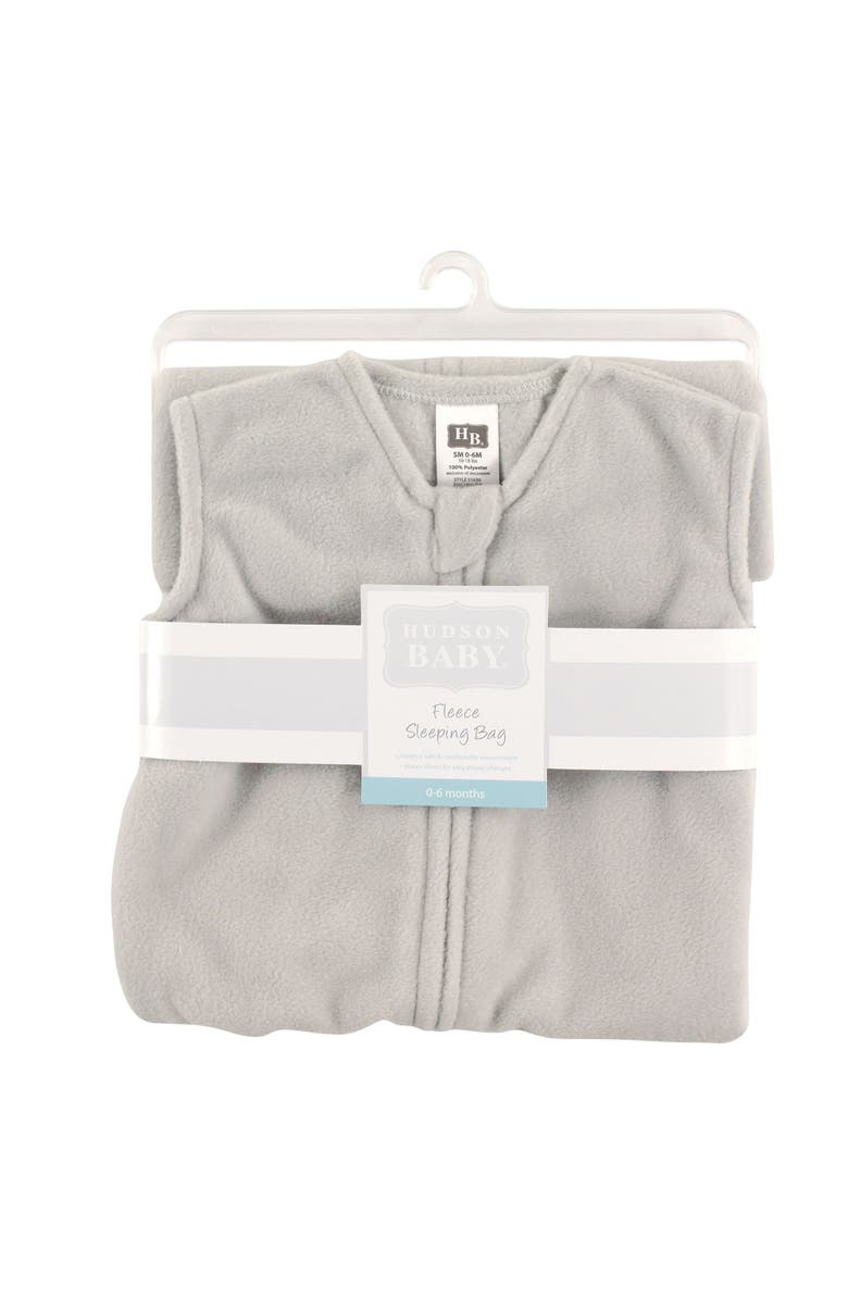 Hudson Baby Plush Sleeping Bag, Sack & Blanket, Alternate, color, Solid Light Gray Fleece