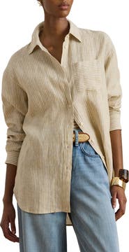 Lauren Ralph Lauren Relaxed Fit Stripe Linen Shirt
