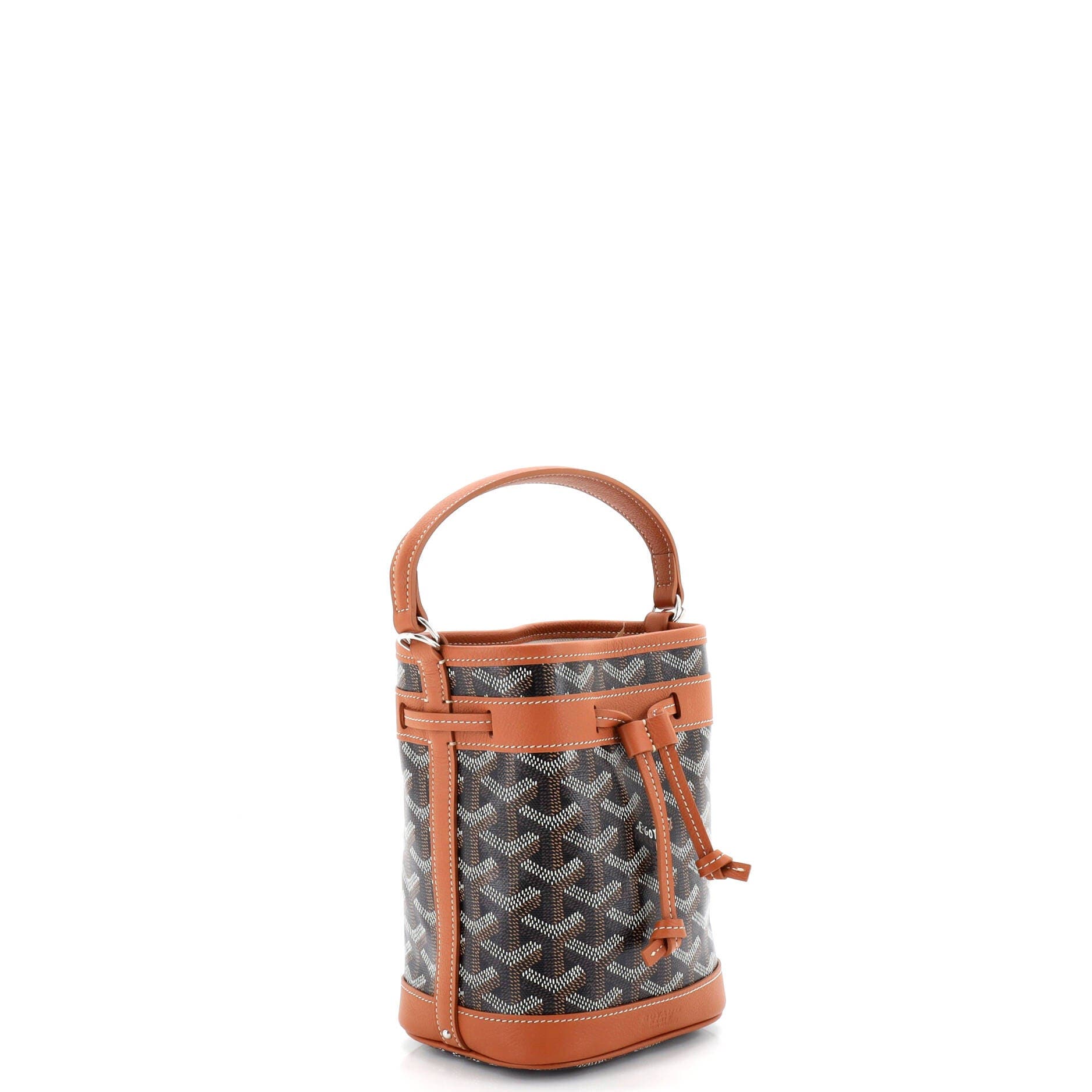 Pre-Owned Goyard Petit Flot Bucket Bag Coated Canvas Mini, Alternate, color, Brown