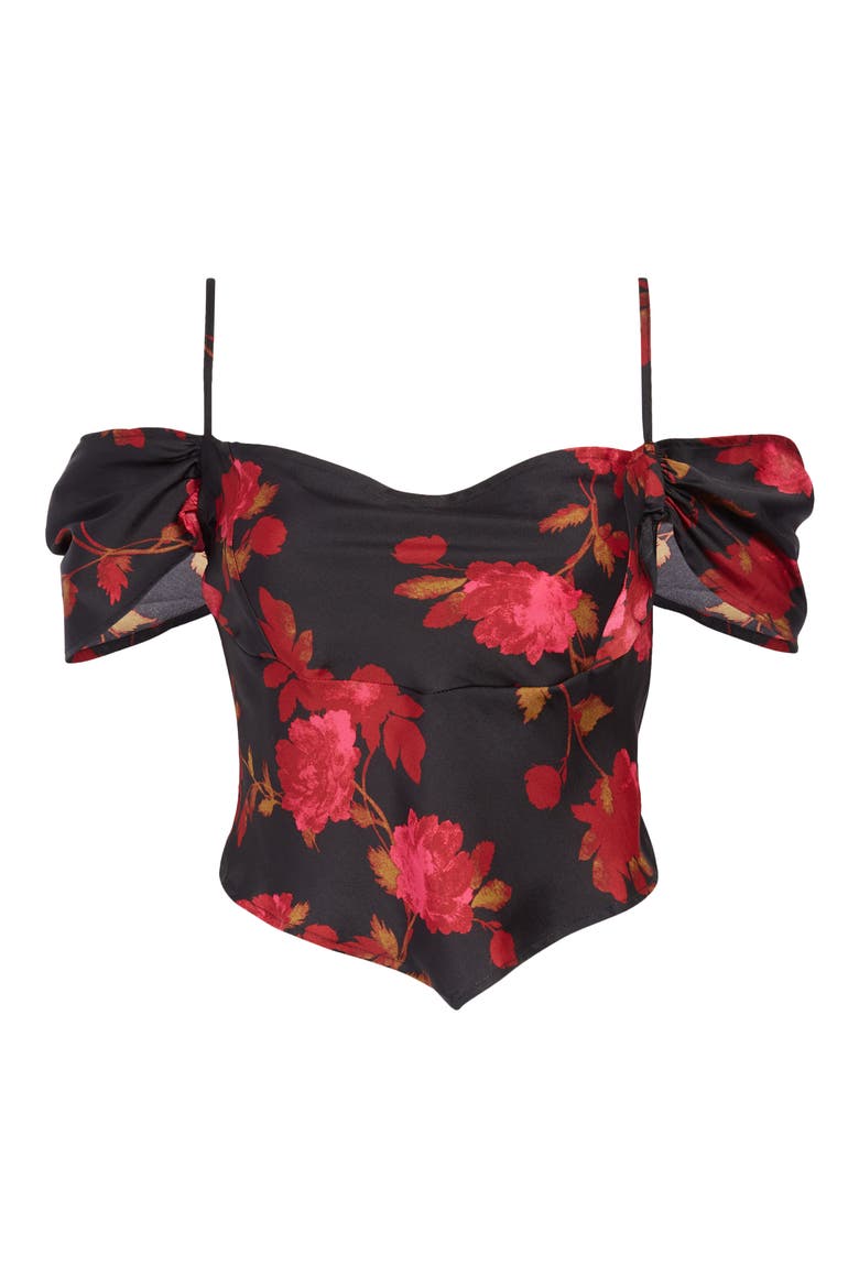 Cassandra Floral Off the Shoulder Blouse, Alternate, color, BLACK COMBO