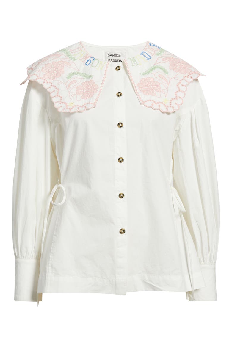 Valentina Collared Top, Alternate, color, WHITE