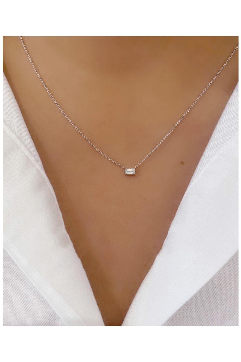 Diamond Bezel Pendant Necklace, Alternate, color, WHITE GOLD
