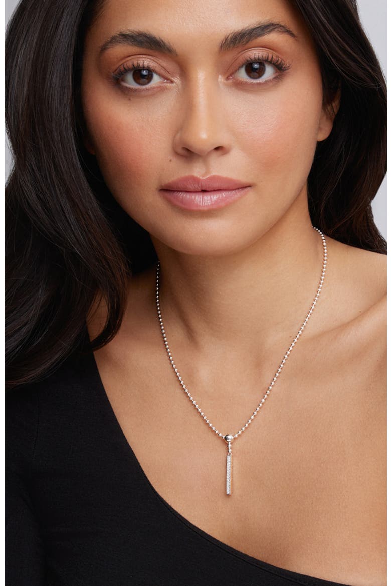 Caviar Spark Diamond Bar Pendant Necklace, Alternate, color, SILVER/ DIAMOND
