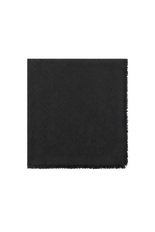 Burberry Wide Check Wool Silk Scarf In Black