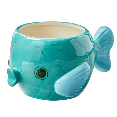 Fish 4" Planter Teal Earthenware Summer