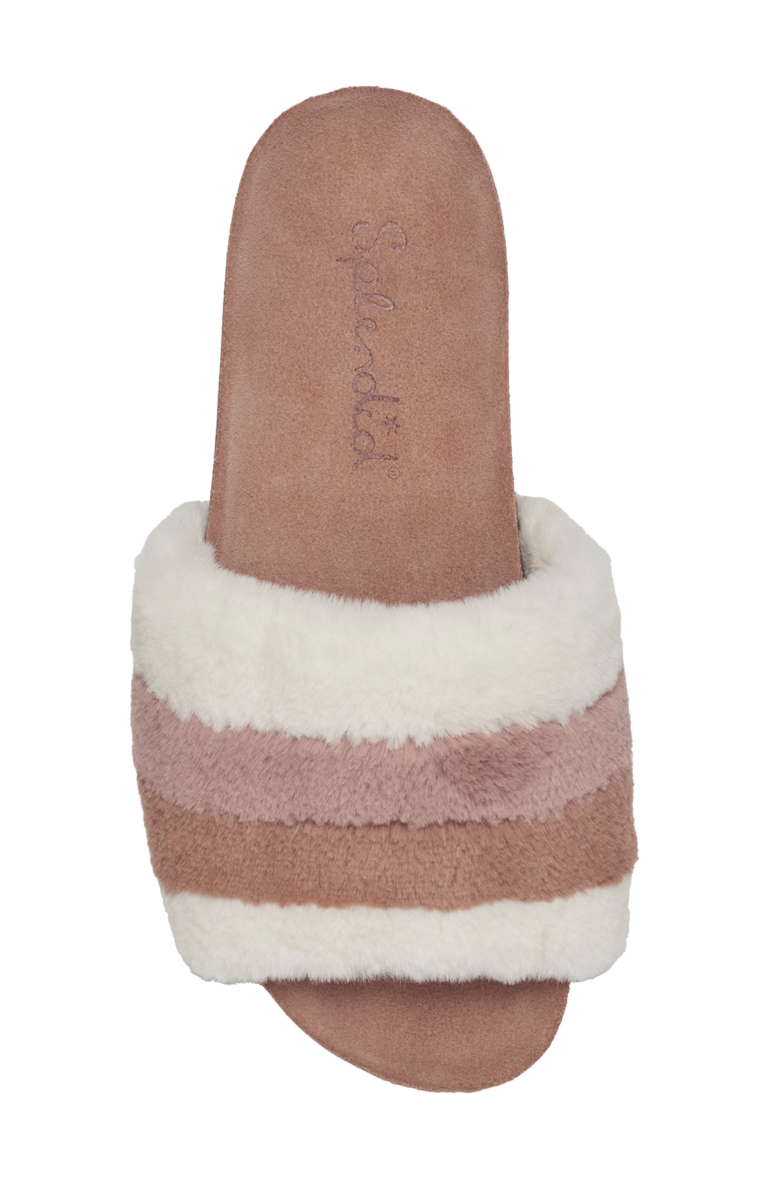 Splendid Robin Stripe Faux Fur Slide Sandal, Alternate, color, 