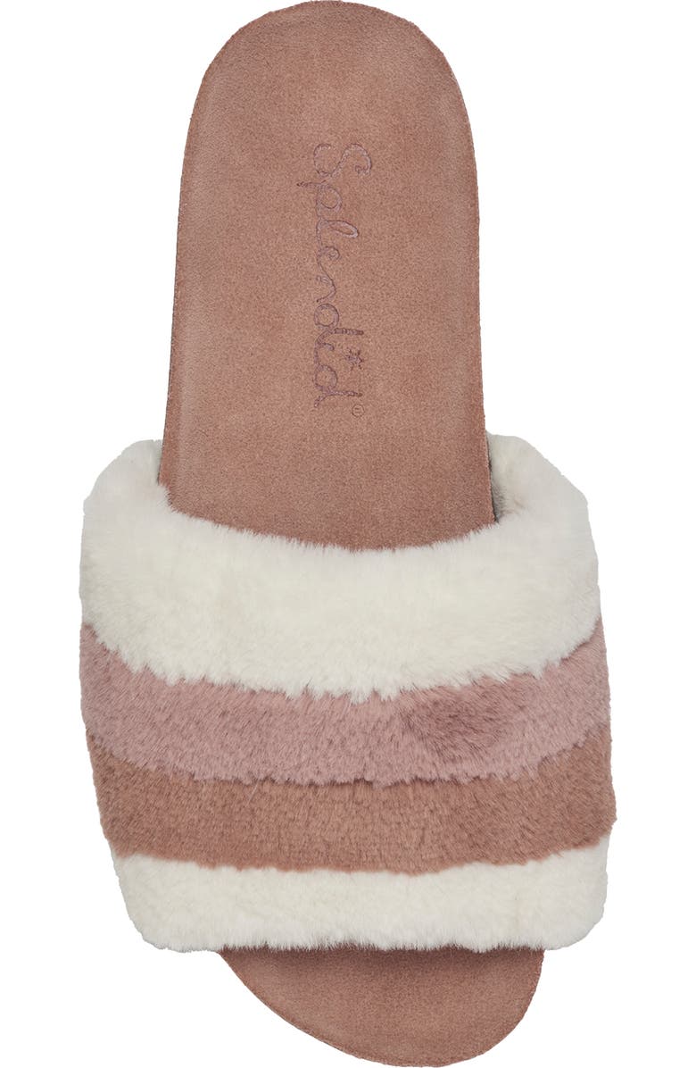 Splendid Robin Stripe Faux Fur Slide Sandal, Alternate, color,