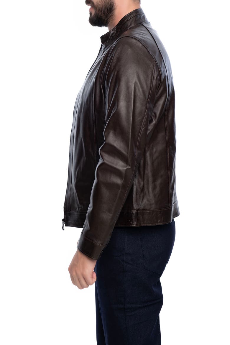 Smooth Leather Jacket, Alternate, color, DARK BROWN