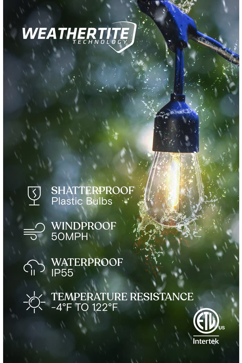 27 ft, 12 Light Solar Powered Heavy Duty LED Outdoor String Lights, Shatterproof and Weatherproof Bulbs, Alternate, color, 27 ft 12 Bulbs | Soft White