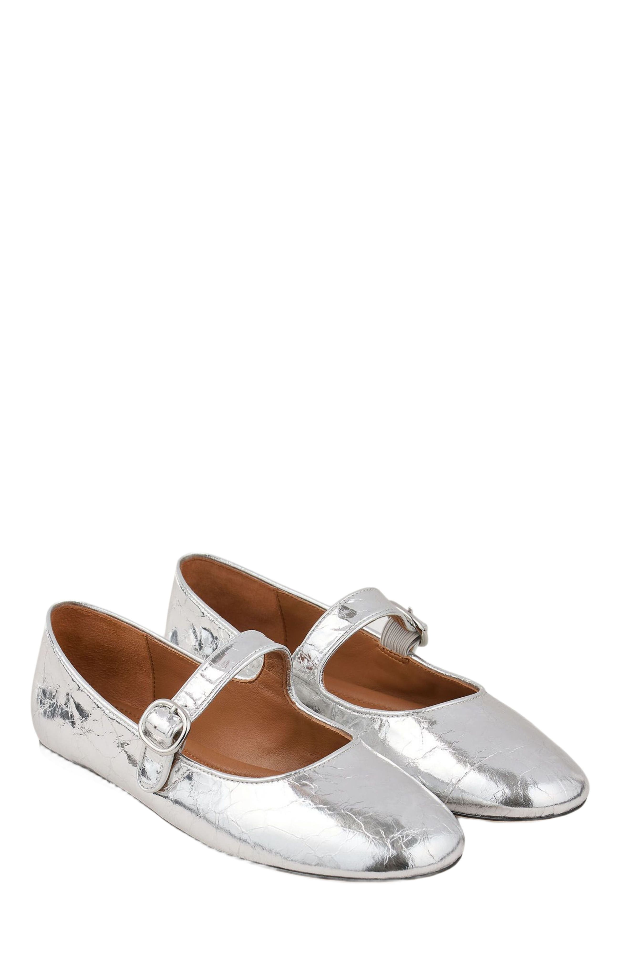 SANDRO Shiny leather ballet flats, Alternate, color, 