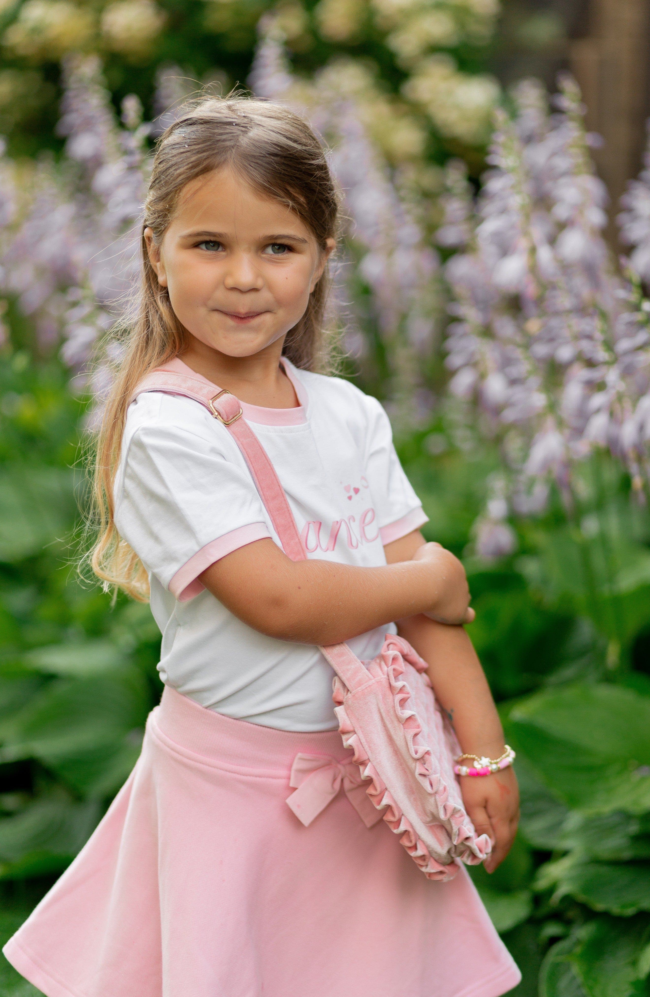 Bits 
Bows Velvet Ruffle Girls
 Heart Purse, Alternate, color, Light Pink