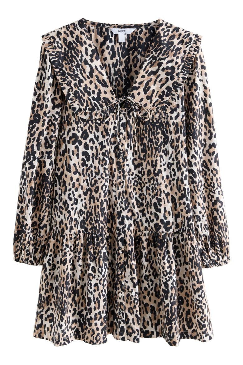 Long Sleeve Leopard Print Minidress, Alternate, color, MULTI