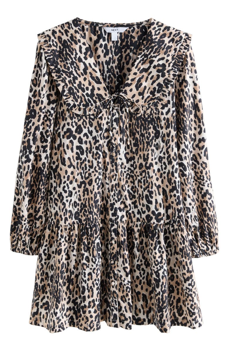 NEXT Long Sleeve Leopard Print Minidress, Alternate, color, Multi