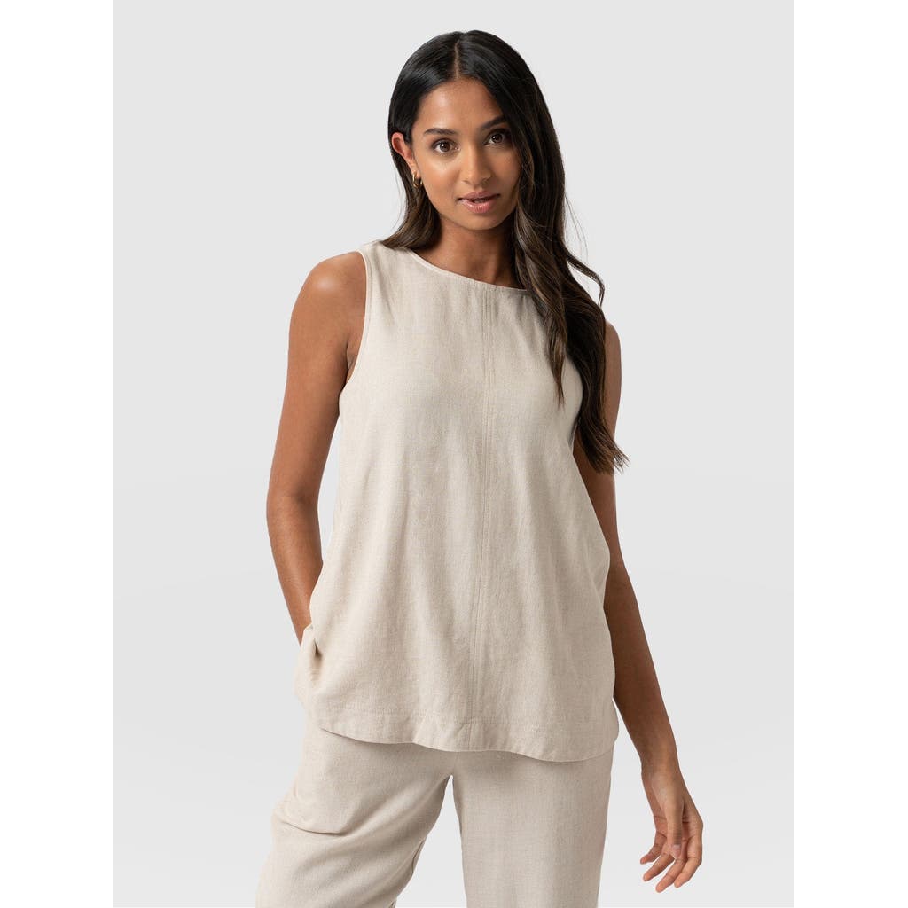 Saint + Sofia Corinne Linen Tunic In Beige