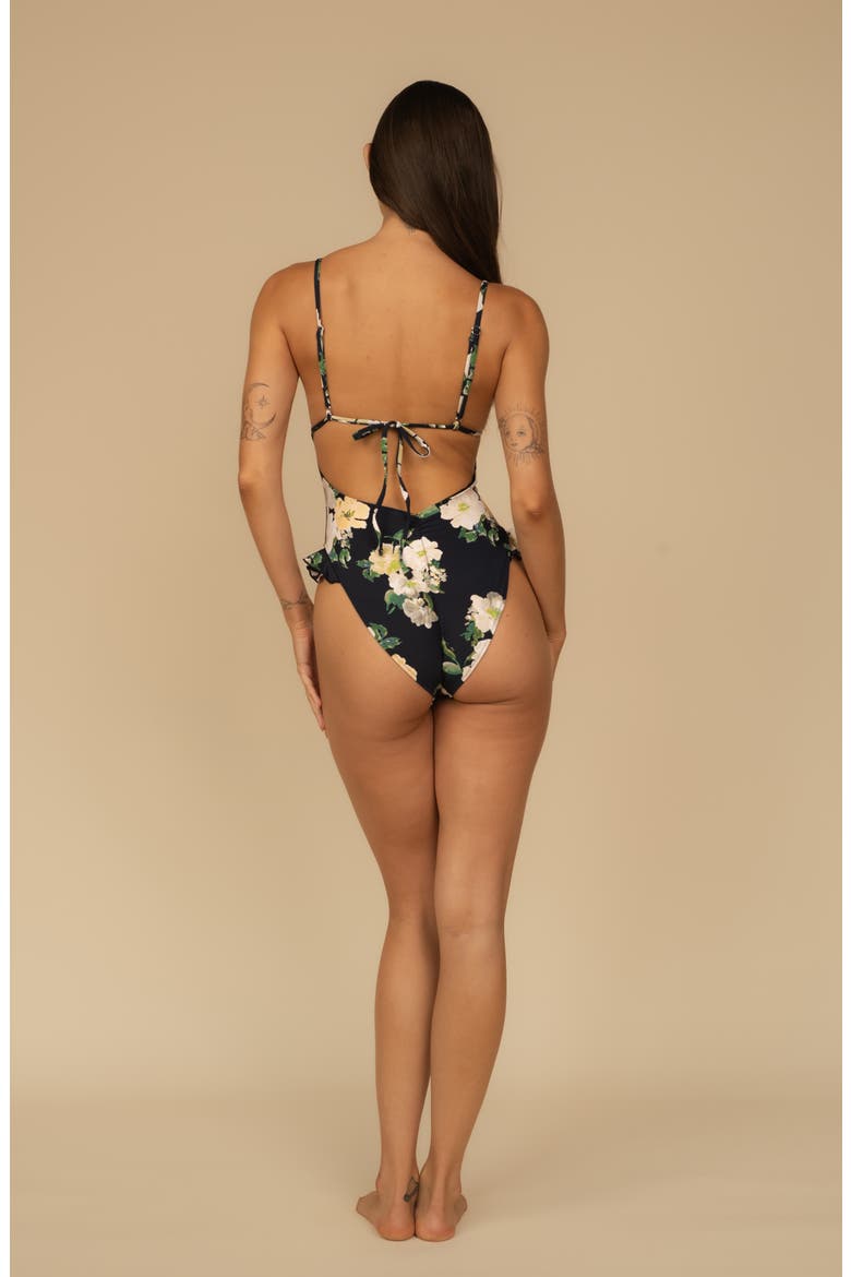 Devin Rosa Ruffle One-Piece Swimsuit, Alternate, color, LIZ FLORAL