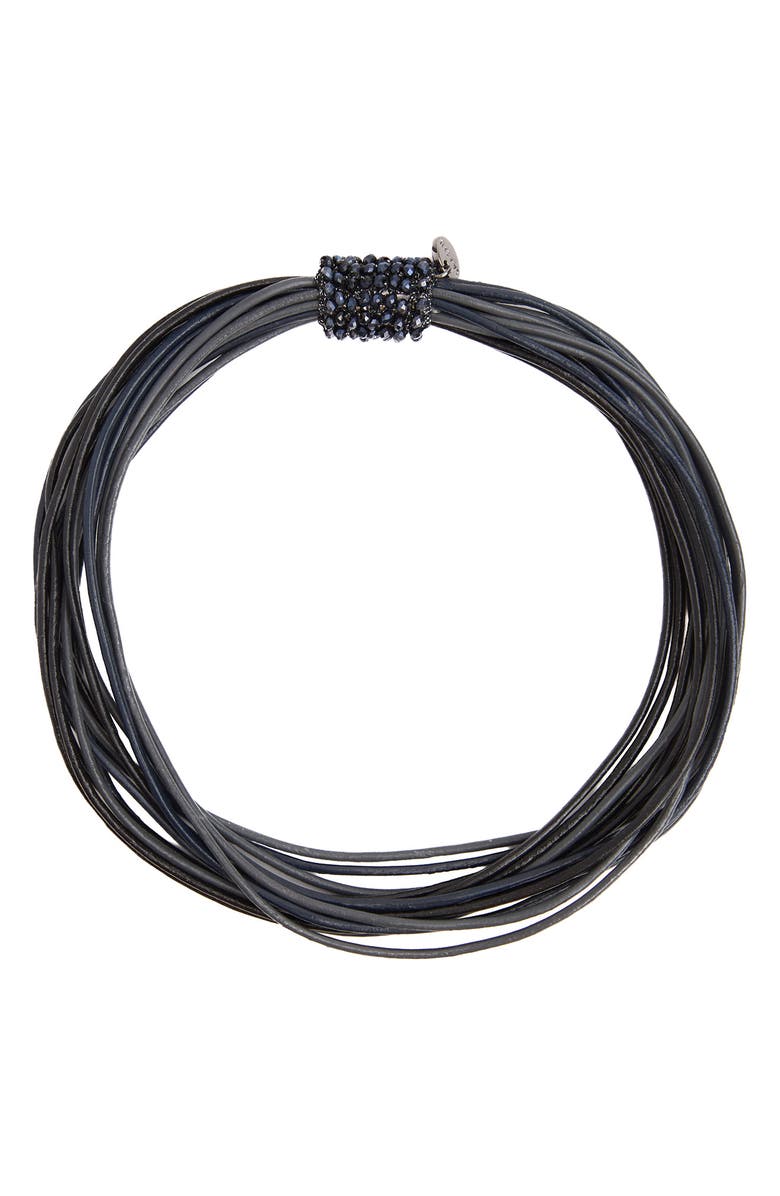 SAACHI Multi Strand Faux Leather Cord Necklace, Main, color,