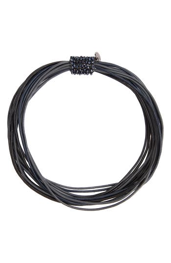 Saachi Multi Strand Faux Leather Cord Necklace In Black Multi