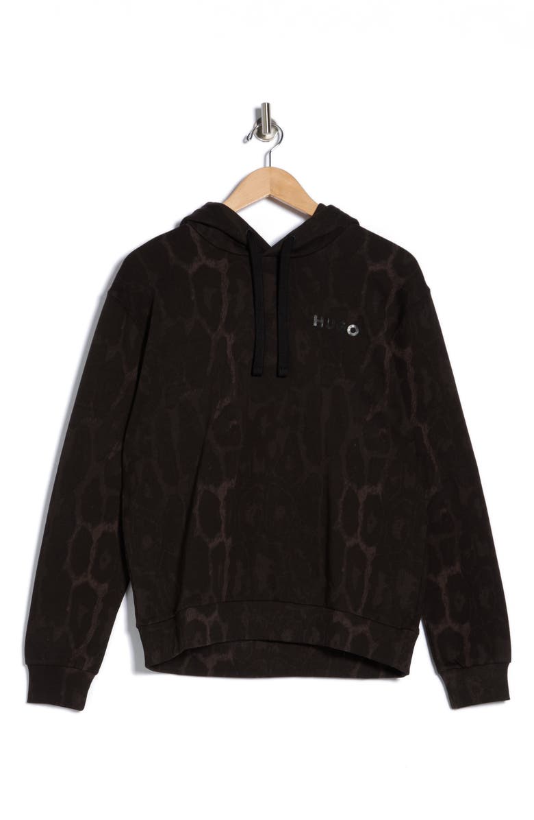 HUGO Daglion Signature Logo Hoodie, Main, color, Black