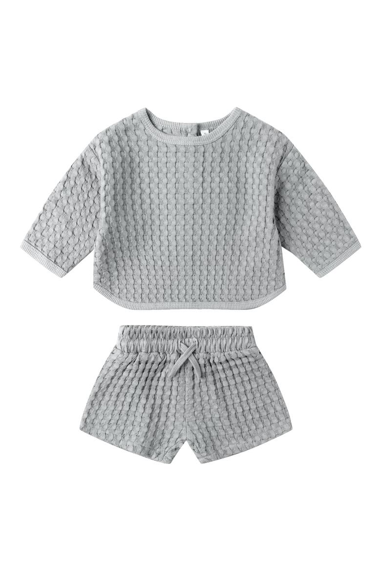 Flynn Waffle Knit Top & Shorts Set, Main, color, BLUE