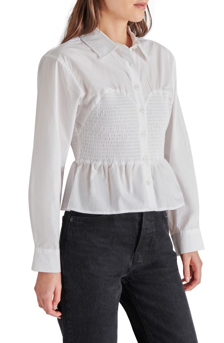Steve Madden Marisol Smock Detail Cotton Button-Up Shirt, Alternate, color,