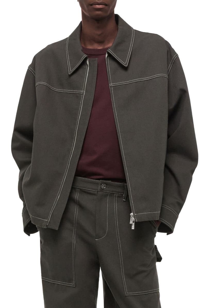 Helmut Lang Topstitch Detail Cotton Carpenter's Jacket, Alternate, color, Graphite