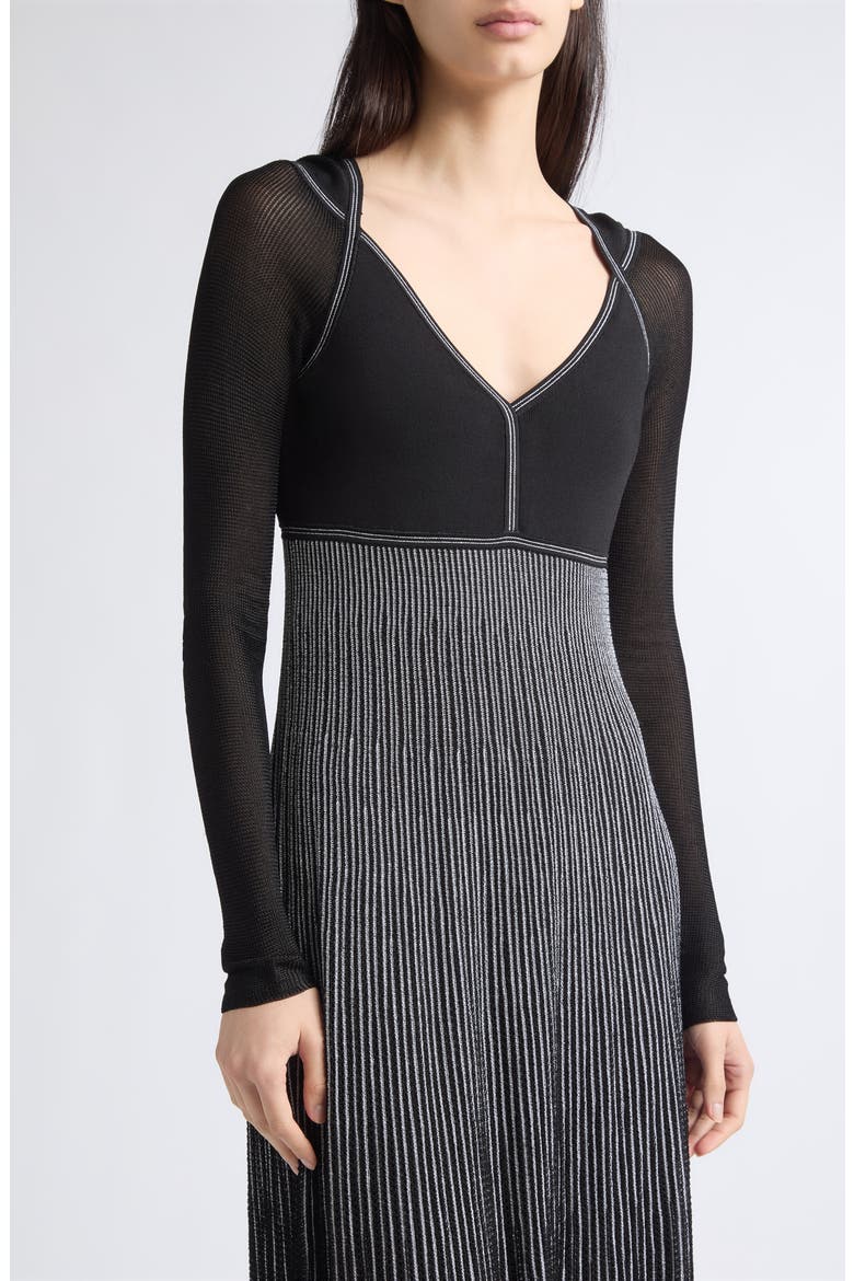Metallic Stripe Long Sleeve Rib Sweater Dress, Alternate, color, BLACK METALLIC