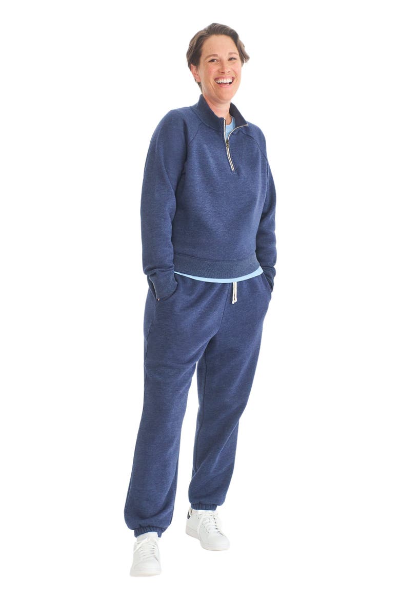 Women's Fit Cozy Fleece Quarter-Zip Sweatshirt, Main, color, Heather Navy