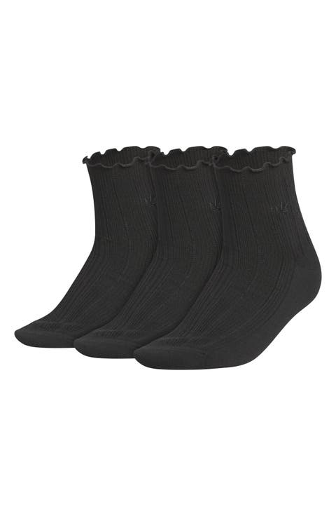 Assorted 3-Pack Ruffle Rib Ankle Socks