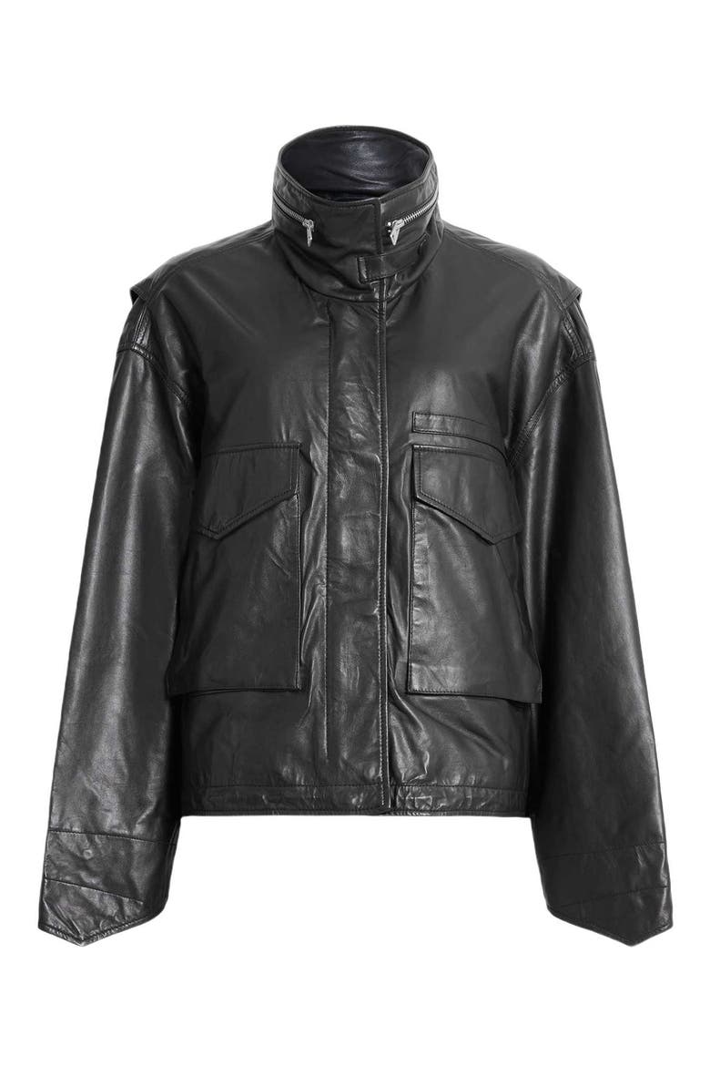 Clay Leather Jacket, Alternate, color, BLACK