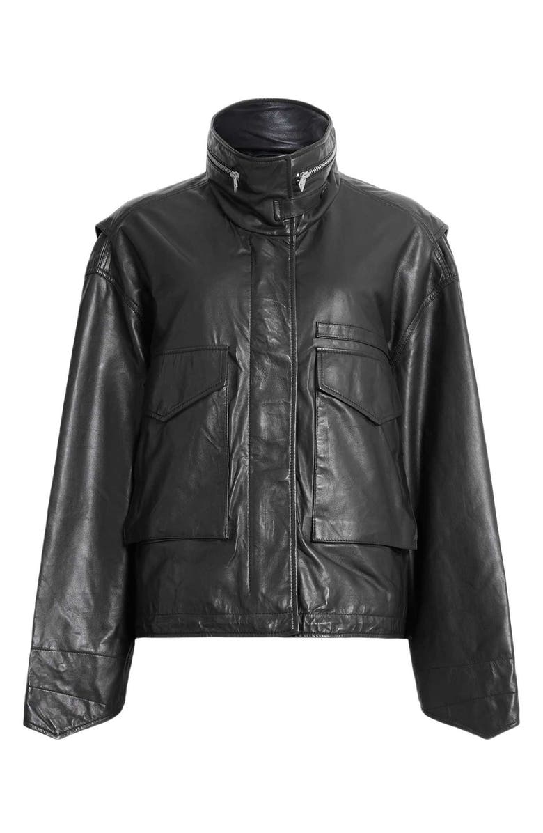 AllSaints Clay Leather Jacket, Alternate, color, Black