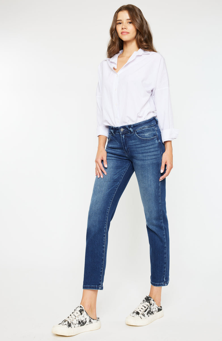 KanCan Dolores Mid Rise Slim Straight Fit Jeans, Alternate, color, Dark Wash