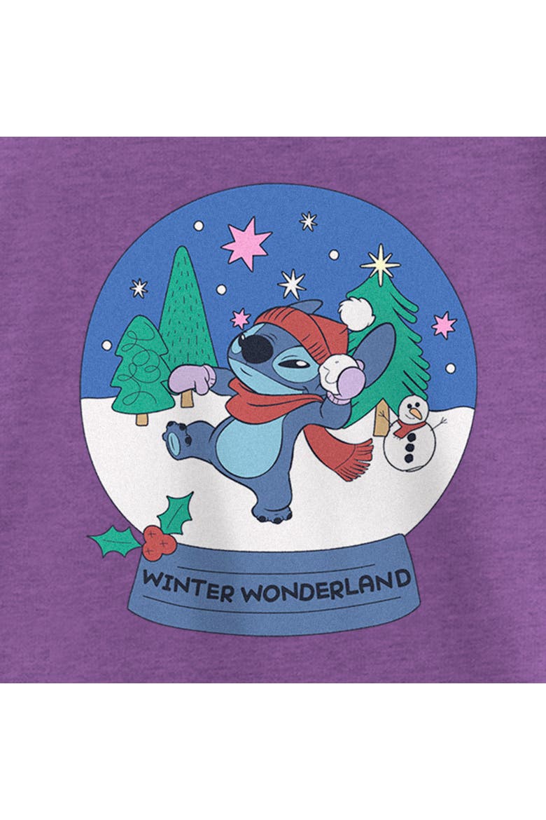 Girl's Lilo & Stitch Winter Wonderland Stitch  Graphic T-Shirt, Alternate, color, Purple Berry