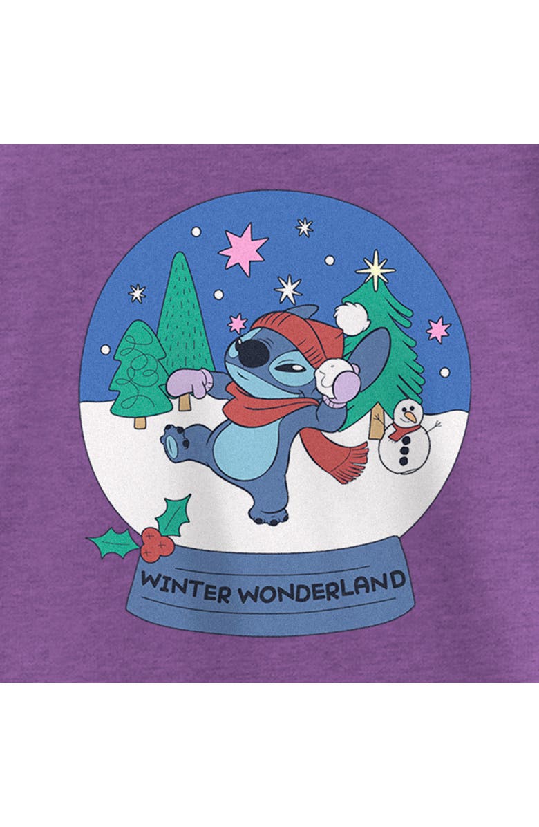 Lilo & Stitch Girl's Lilo & Stitch Winter Wonderland Stitch  Graphic T-Shirt, Alternate, color, Purple Berry