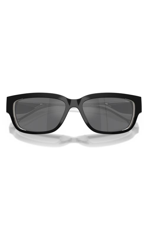 Diesel ® Geck-d 56mm Rectangular Sunglasses In Black/grey Silver Mirror