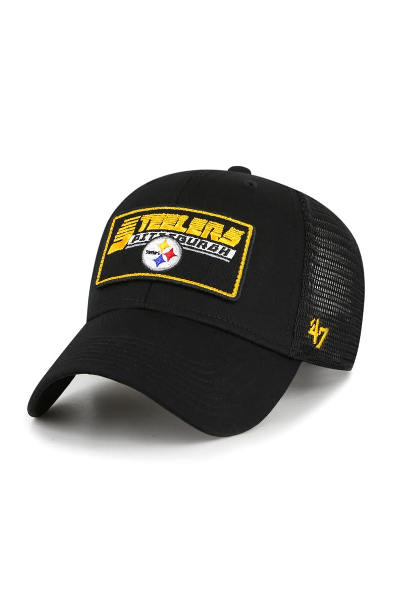 '47 Youth '47 Black Pittsburgh Steelers Levee MVP Trucker Adjustable Hat, Main, color, 