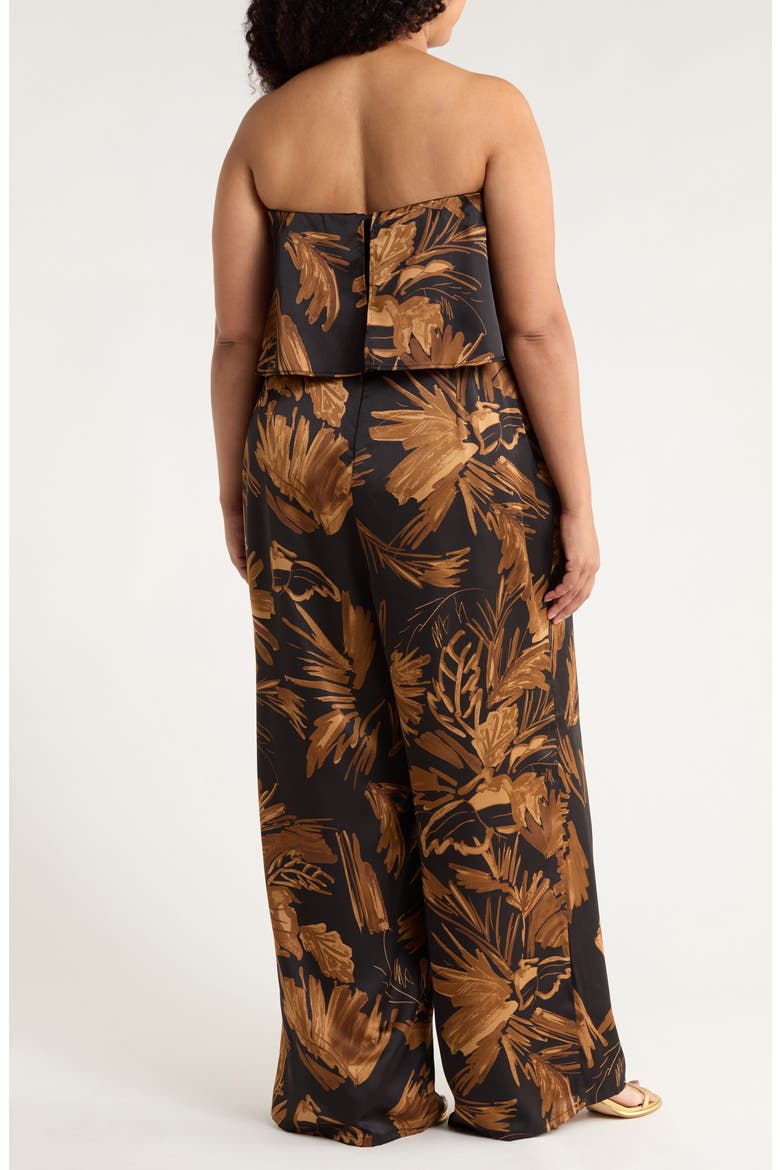 Palm Tropics Midnight Pinal Strapless Wide Leg Jumpsuit, Alternate, color, BLACK-TAN