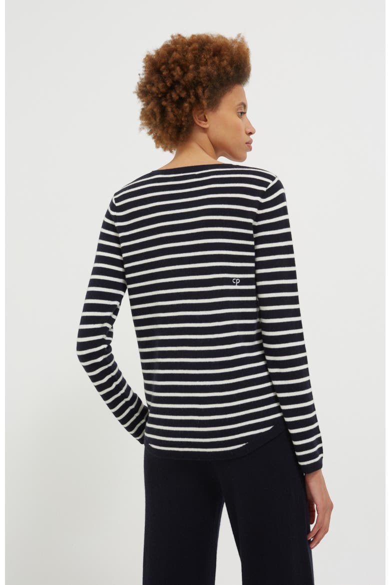 Breton Heart Wool & Cashmere Sweater, Alternate, color, Navy